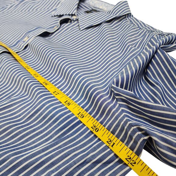 Talbots Womens Non Iron Perfect Shirt Size 16 Blue White Stripe Contrast Cuff - Picture 8 of 8